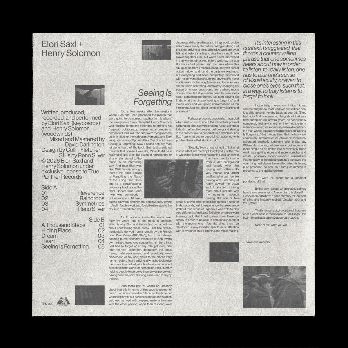 Seeing Is Forgetting (LP) (Mint (M))