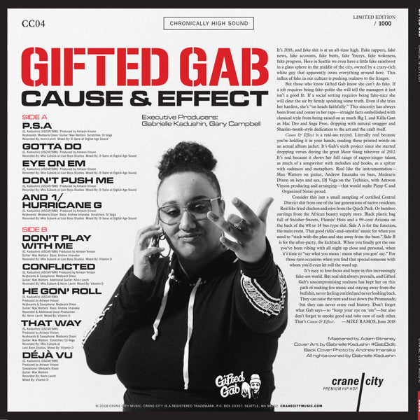 Gifted Gab : Cause & Effect (LP, Ltd, Num, Red)