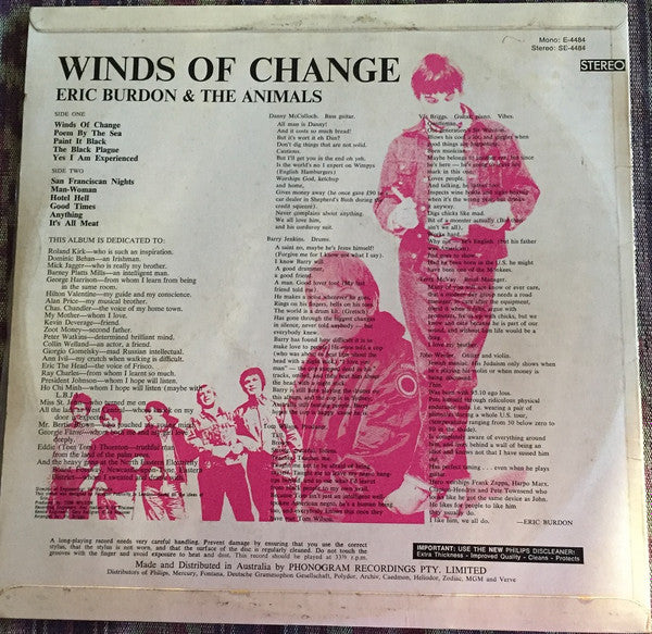 Eric Burdon & The Animals : Winds Of Change (LP, Album, Fli)