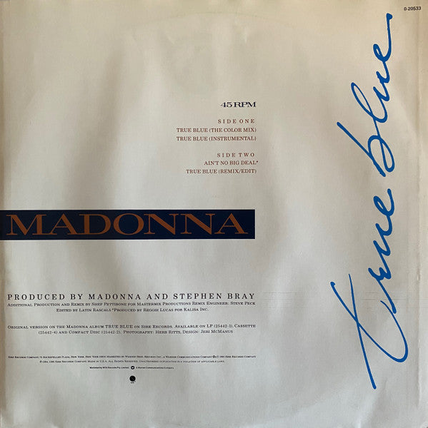 Madonna : True Blue (12", Maxi,  )
