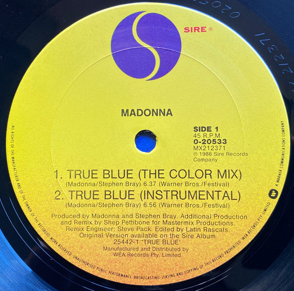Madonna : True Blue (12", Maxi,  )