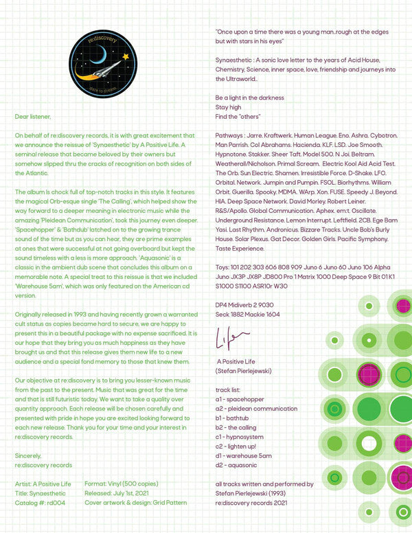 A Positive Life : Synaesthetic (2xLP, Album, Ltd, RE)