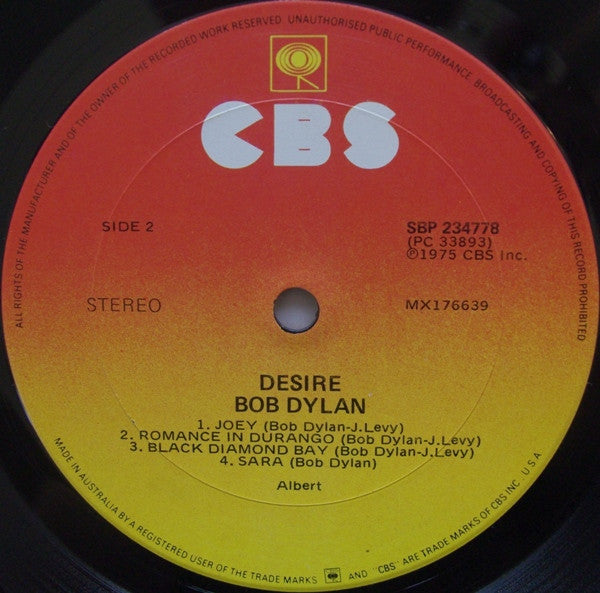 Bob Dylan : Desire (LP, Album, RE, Gat)