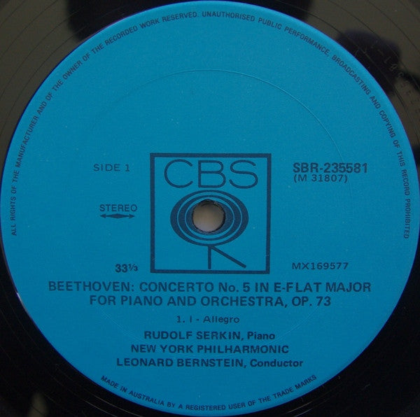 Rudolf Serkin / Leonard Bernstein, Ludwig van Beethoven, New York Philharmonic : "Emperor" Concerto (LP, Album, RE)