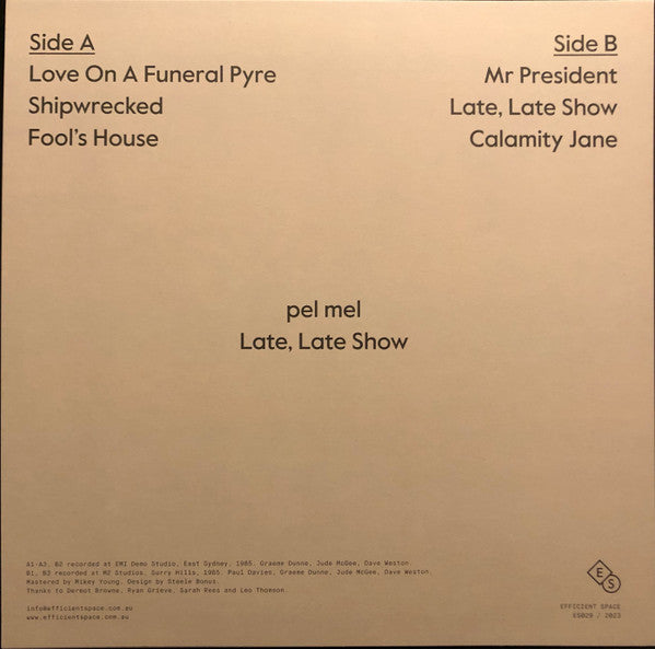 Pel Mel : Late, Late Show (12")