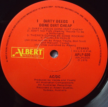 AC/DC : Dirty Deeds Done Dirt Cheap (LP, Album, RE)