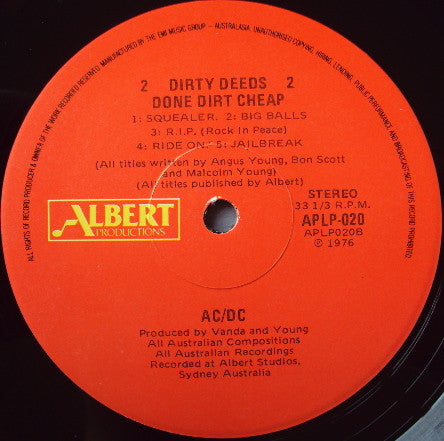 AC/DC : Dirty Deeds Done Dirt Cheap (LP, Album, RE)