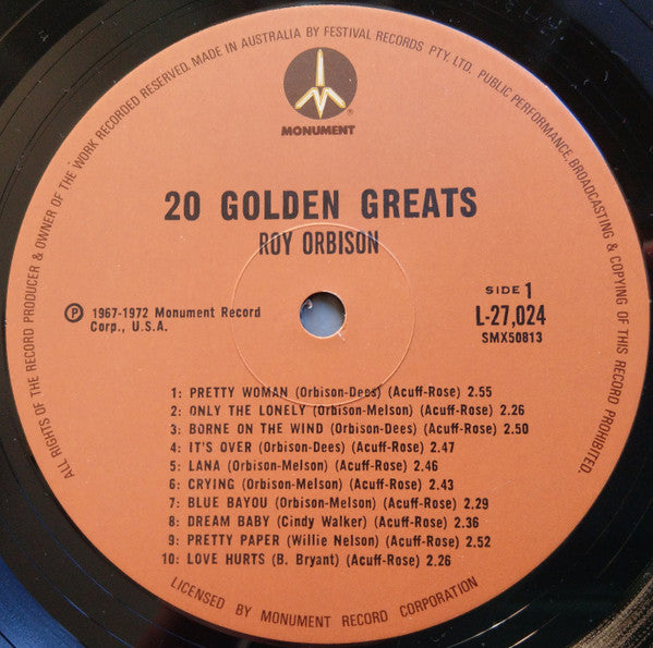 Roy Orbison : 20 Golden Greats (LP, Comp)