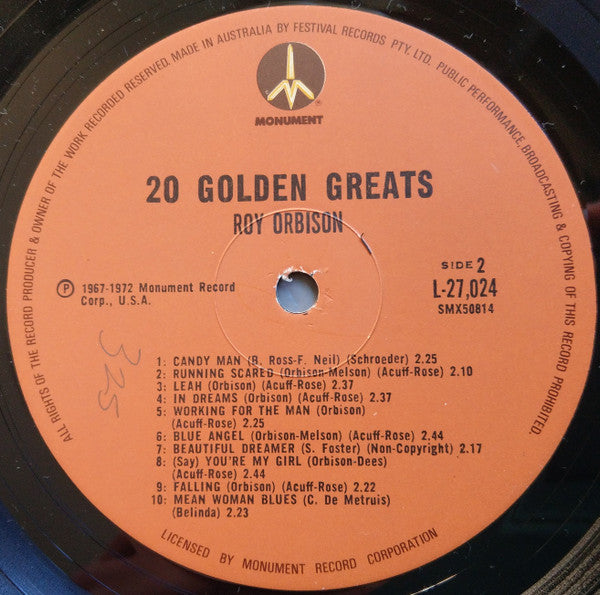Roy Orbison : 20 Golden Greats (LP, Comp)