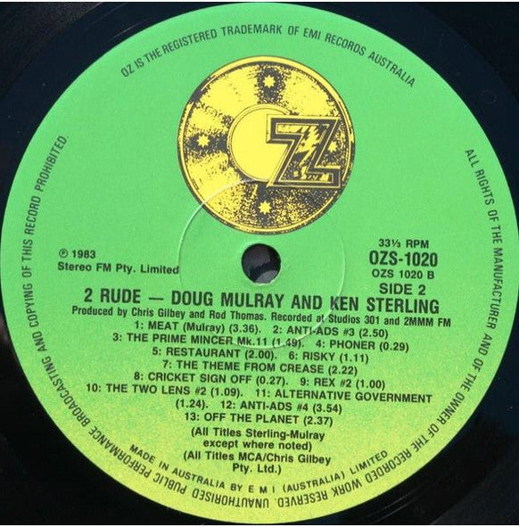 Doug Mulray And Ken Sterling : 2 Rude (LP, Album)