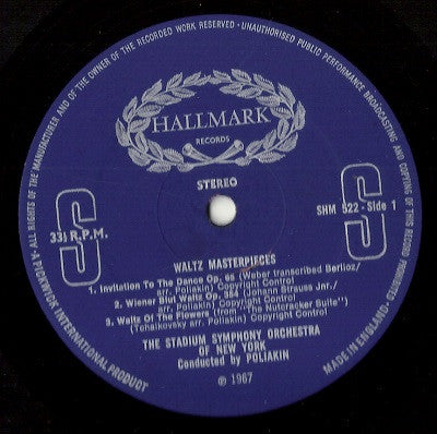 Raoul Poliakin, The Stadium Symphony Orchestra Of New York : Waltz Masterpieces (LP, Album)