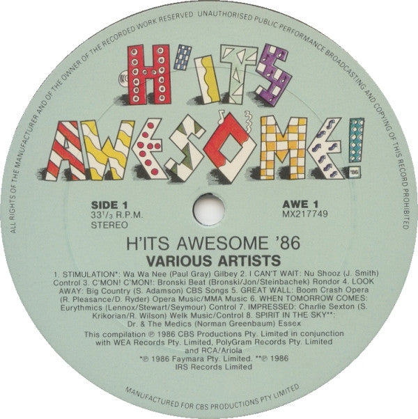 Various : Hits Awesome! '86 (LP, Comp)