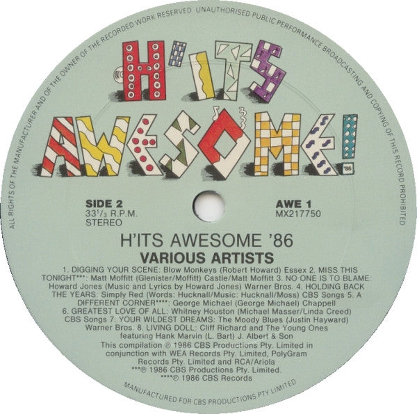 Various : Hits Awesome! '86 (LP, Comp)
