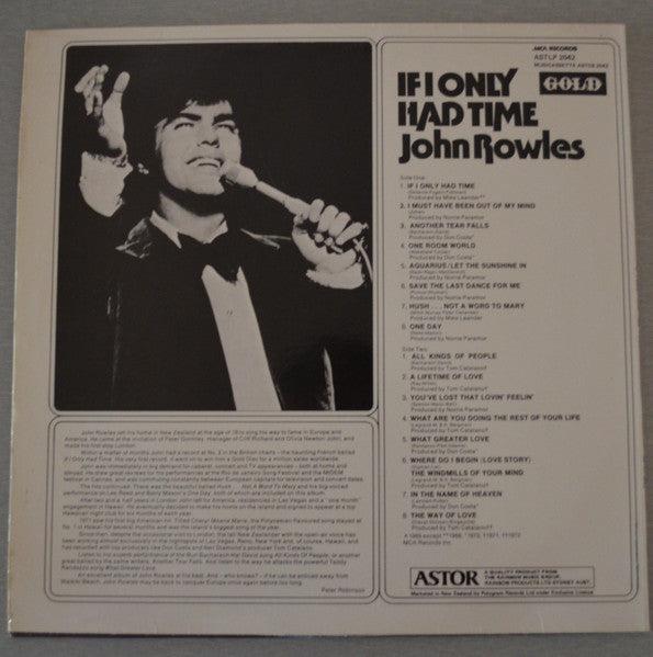John Rowles : If I Only Had Time (LP, Comp, RE)