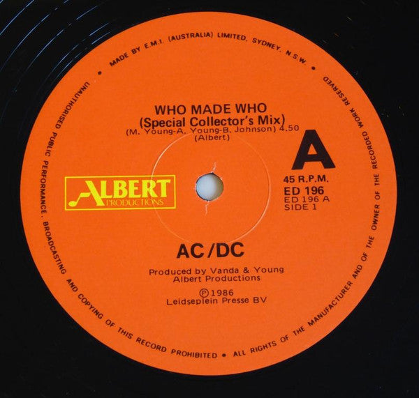 AC/DC : Who Made Who (Special Collectors Mix) (12", Pic)
