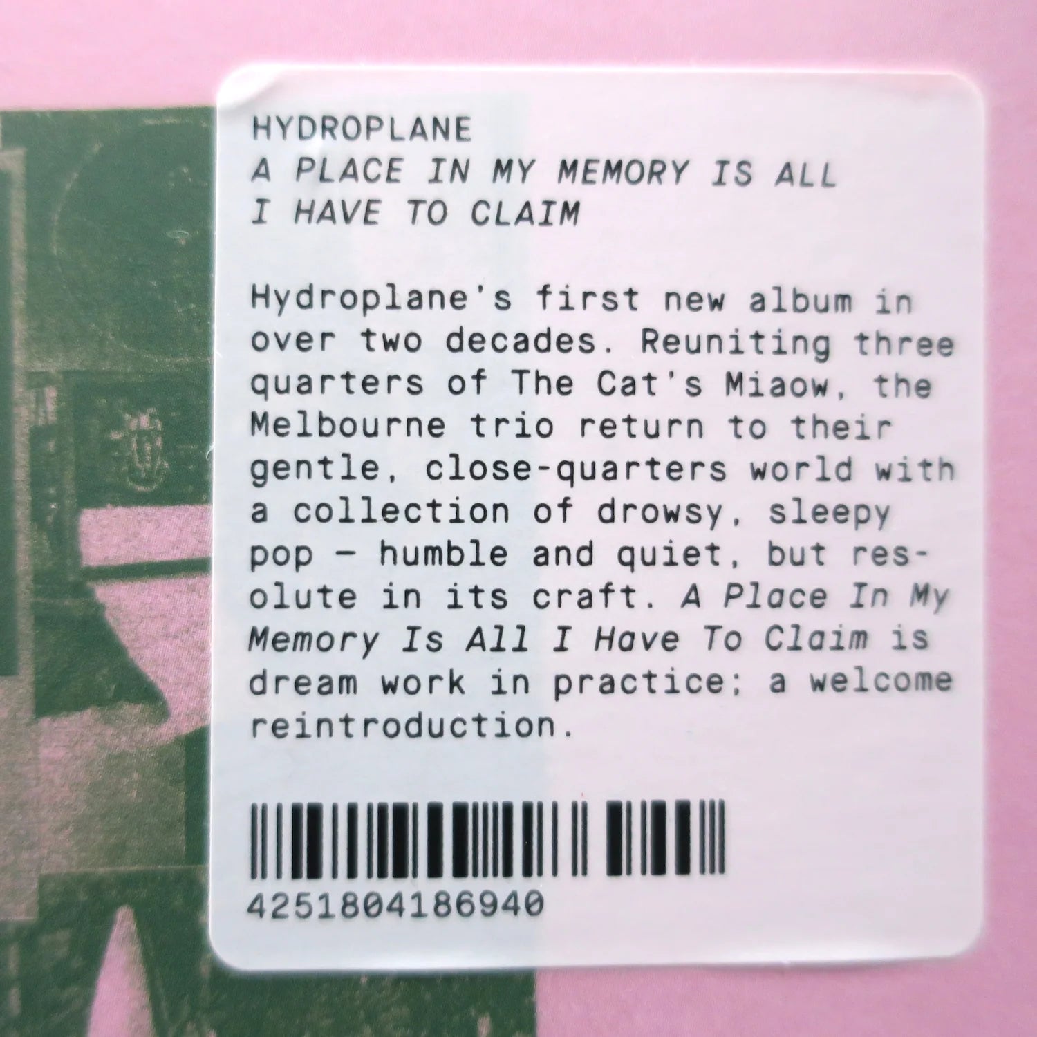 A Place In My Memory Is All I Have To Claim (LP) (Mint (M))