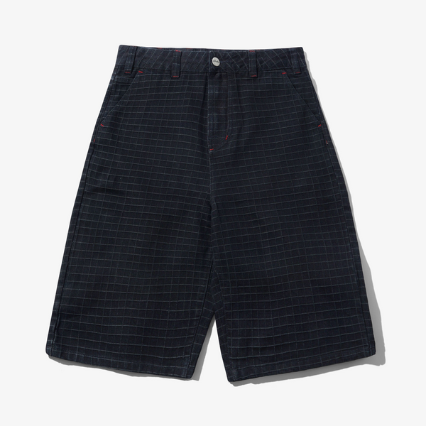 Big Grid Denim Shorts