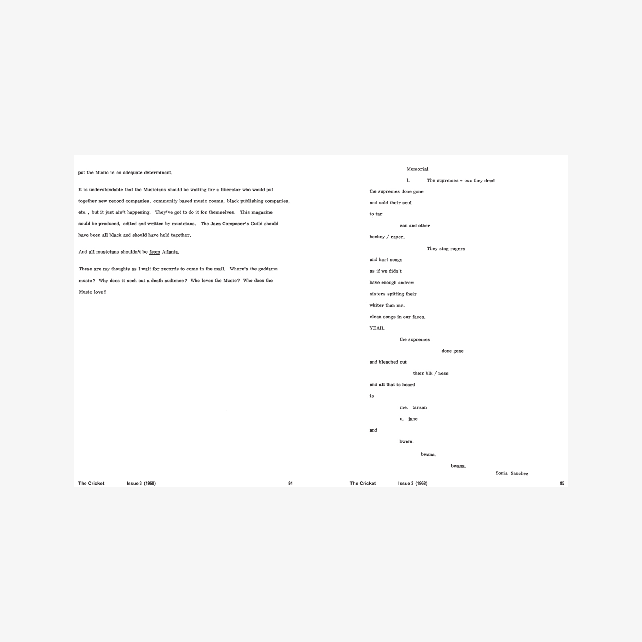 Cricket, the: Black Music in Evolution, 1968–69