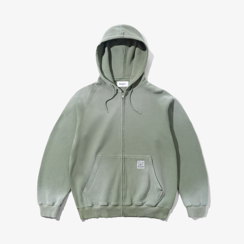 Faded Waffle Zip-Thru Hood