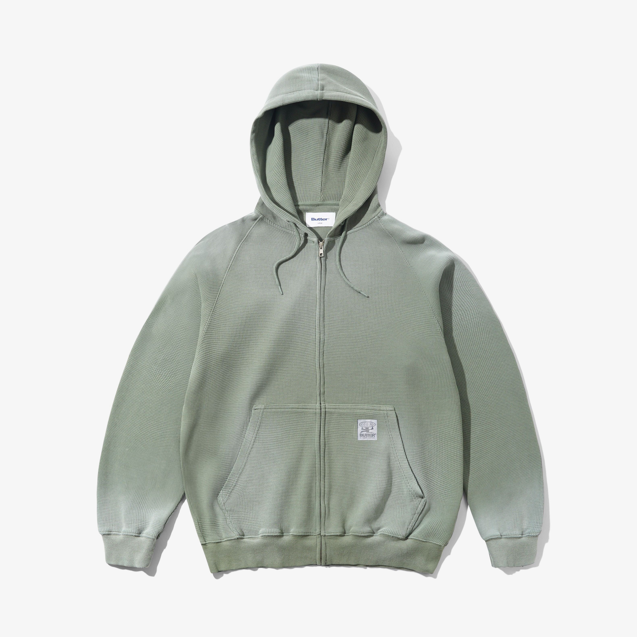 Faded Waffle Zip-Thru Hood