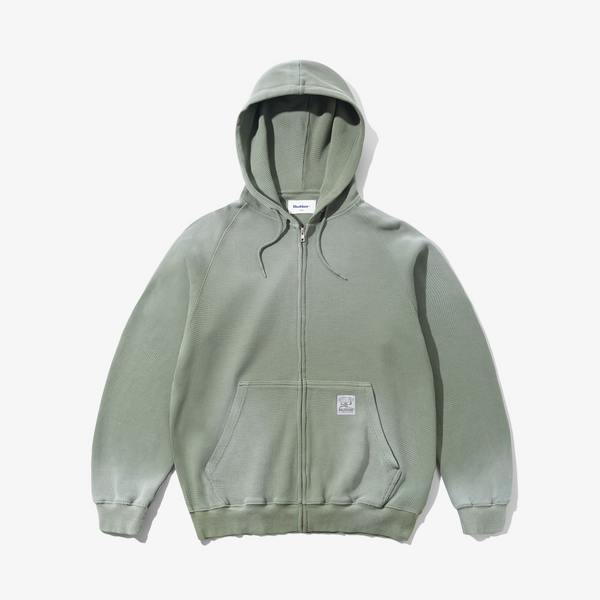 Faded Waffle Zip-Thru Hood