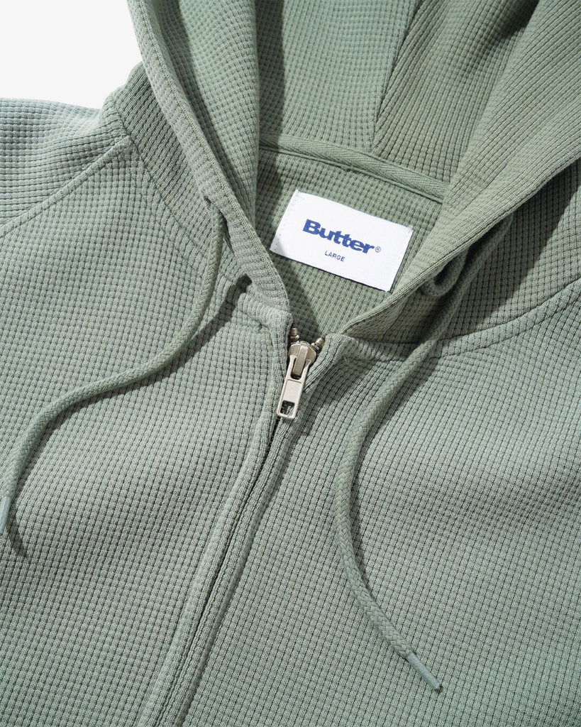 Faded Waffle Zip-Thru Hood