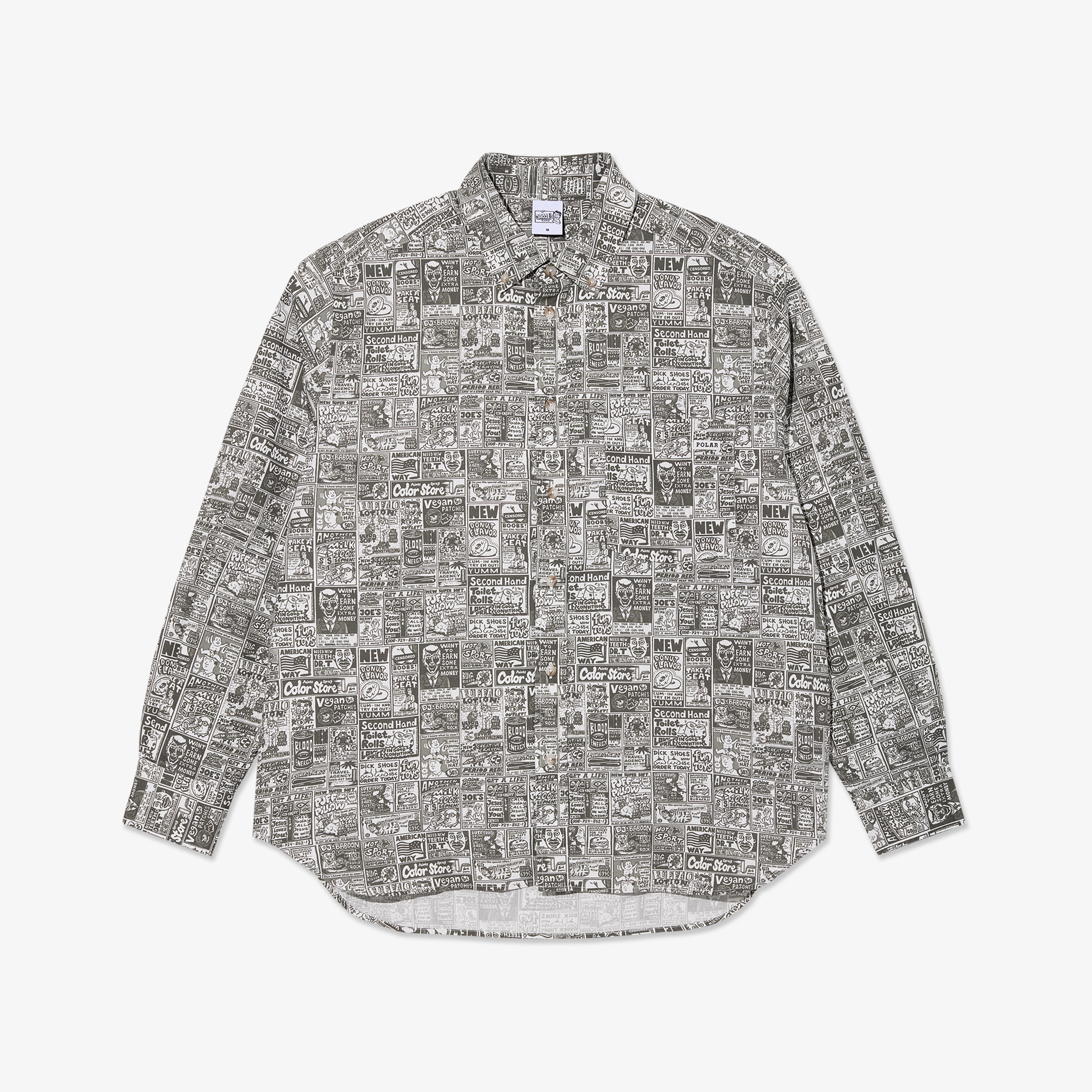 Ben LS Shirt | Newspaper - Light Grey