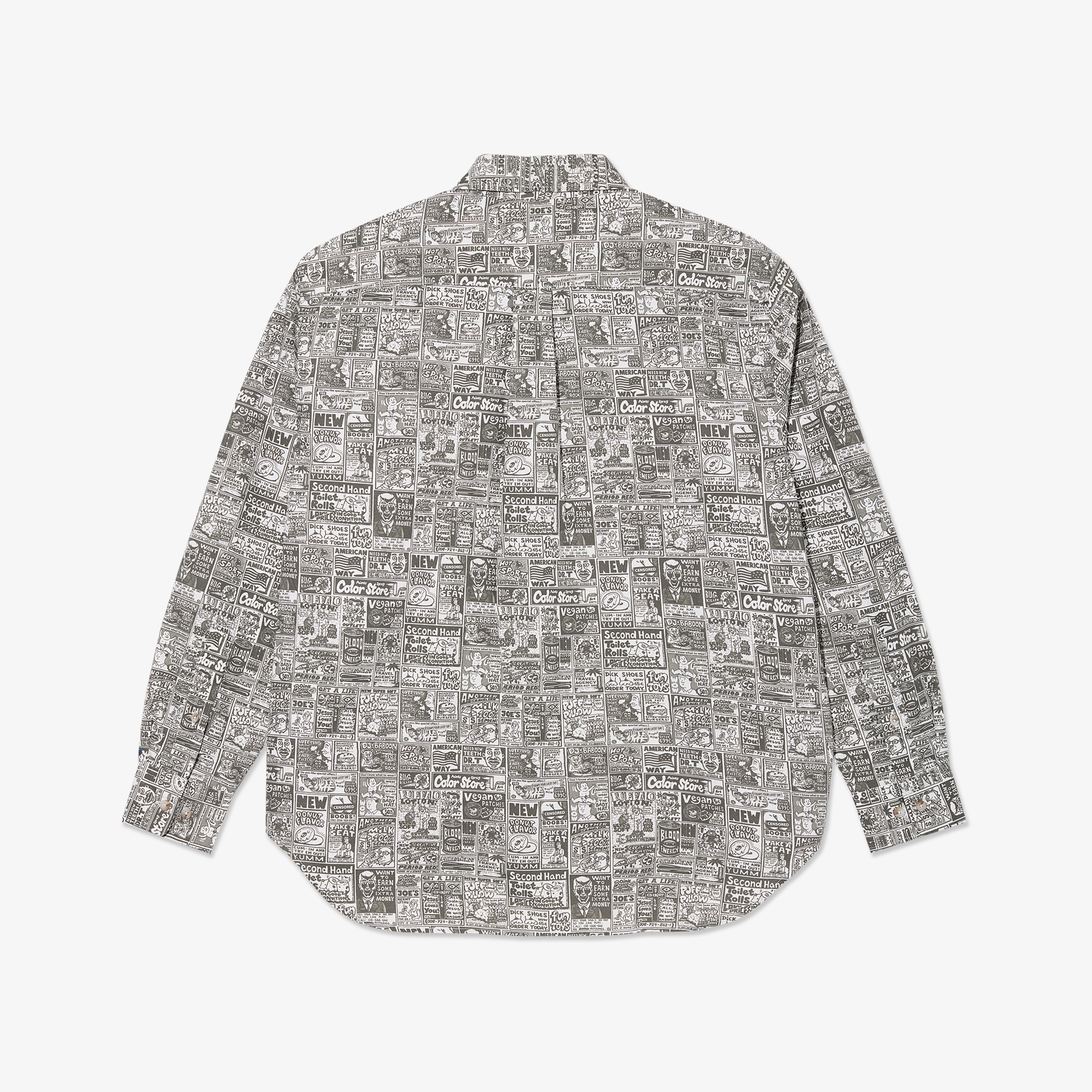 Ben LS Shirt | Newspaper - Light Grey