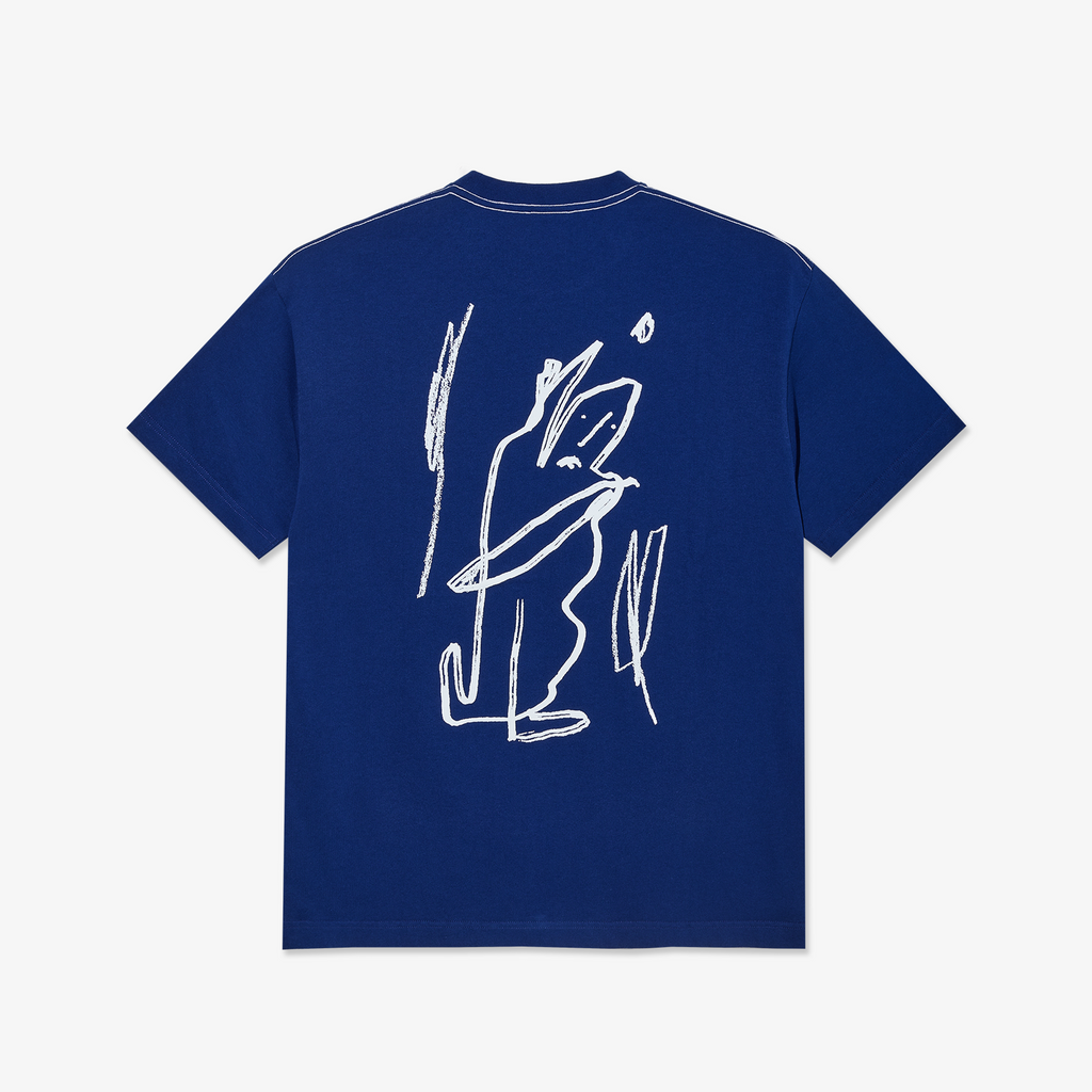 Contrast Tee | Doodle - Ultramarine/White
