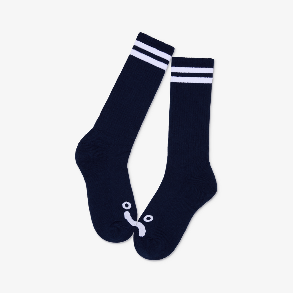 Rib Socks, Long | Happy Sad - Navy